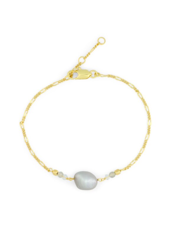PURE BY NAT - CHAIN BRACELET W. GREY PEARL,