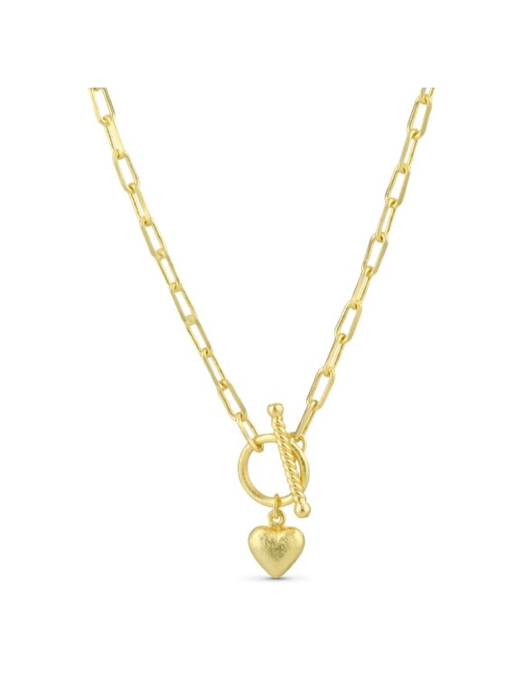 PURE BY NAT - CHAIN NECKLACE W. HEART PENDAN