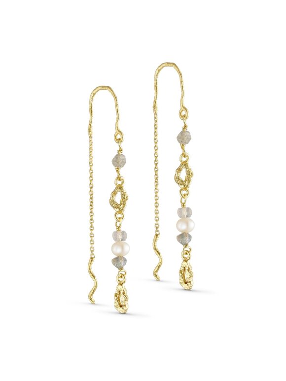 PURE BY NAT - CHAIN EARRING W. GEMSTONES