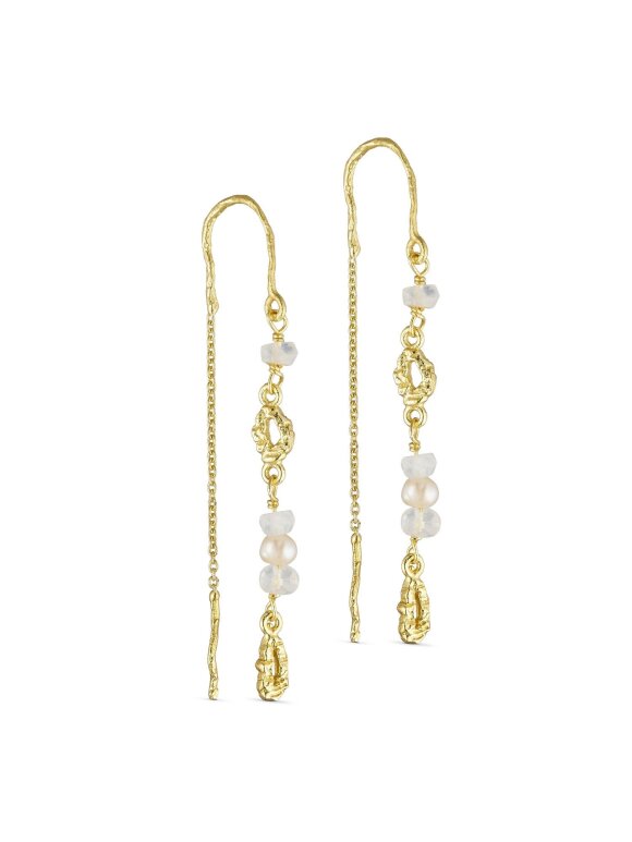 PURE BY NAT - CHAIN EARRING W. GEMSTONES