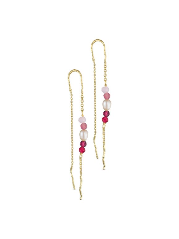 PURE BY NAT - CHAIN EARRING W. GEMSTONES