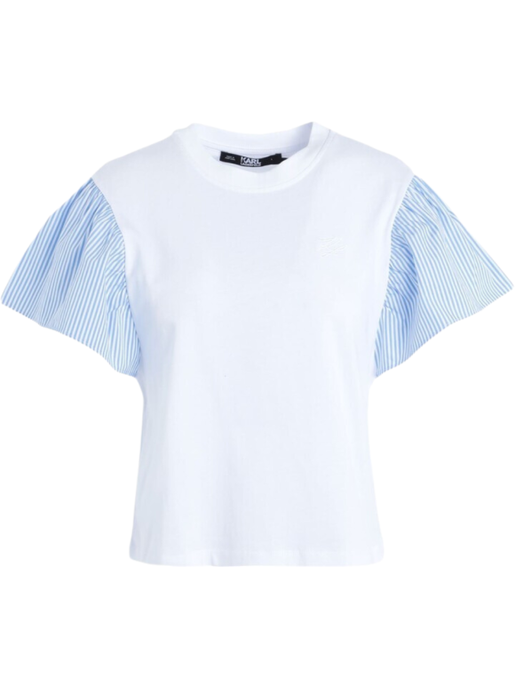 Karl Lagerfeld - RUFFLED SLV FABRIC MIX T-SHIRT