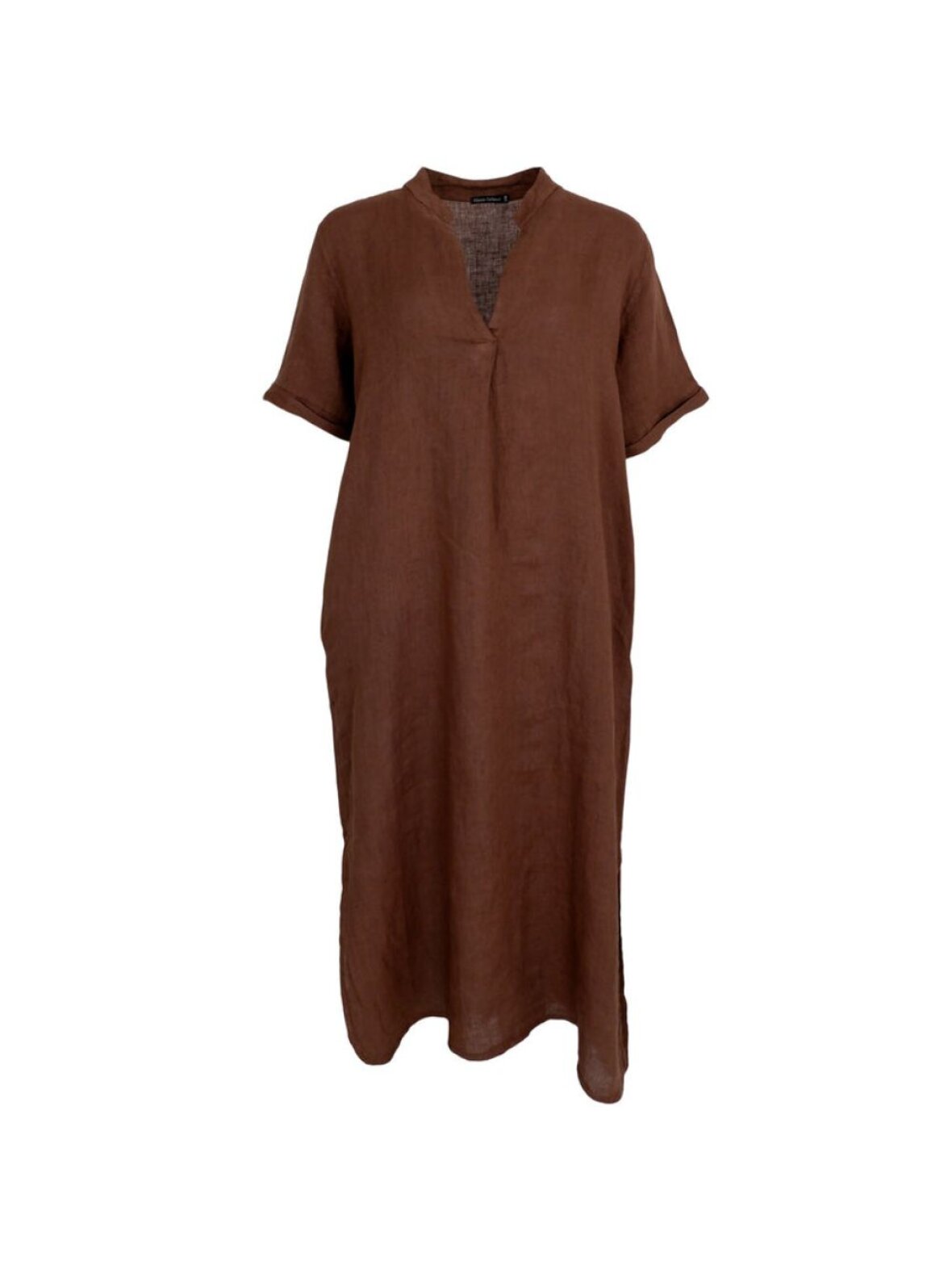 Black Colour Melina linen tunic coffee