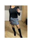 Co`Couture - SEQUIN DENIM MINI SKIRT