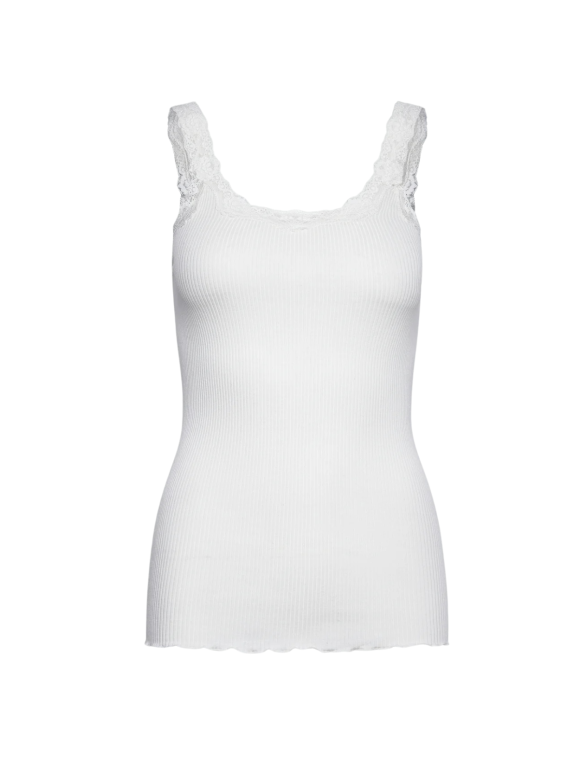 ROSEMUNDE - RWBABETTE SILK SL DEPPE BACK LACE TOP