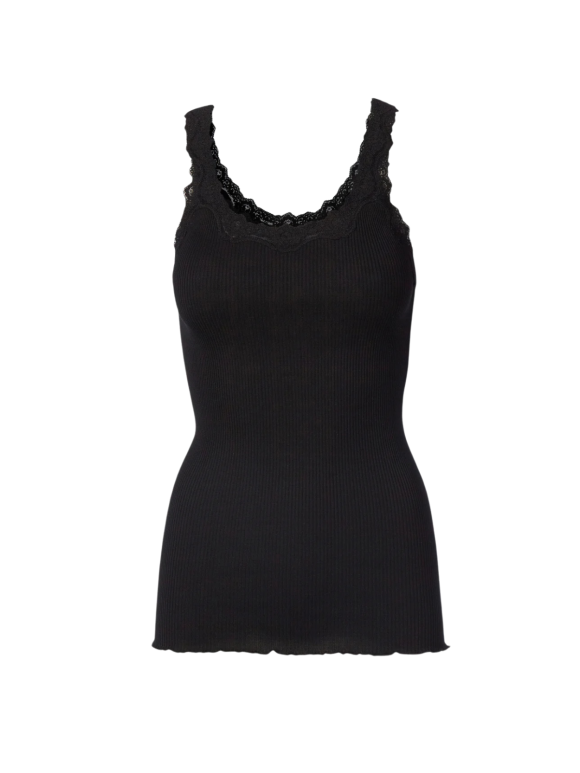ROSEMUNDE - RWBABETTE SILK SL DEPPE BACK LACE TOP