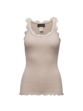 ROSEMUNDE - RWBABETTE SILK SL DEPPE BACK LACE TOP
