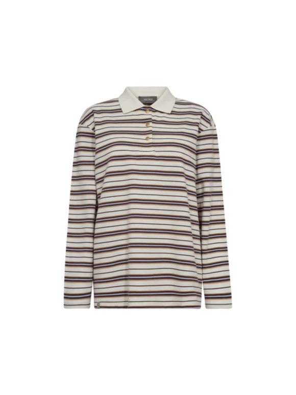 Mos Mosh - MMROSSETT LS STRIPE POLO TEE Mos Mosh - MMROSSETT LS STRIPE POLO TEE