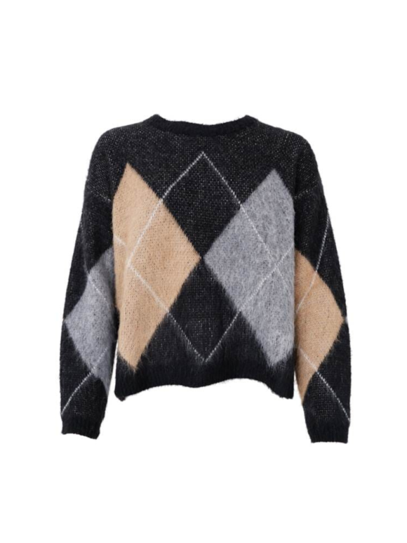Black Colour - BCBETH ARGYLE KNIT JUMPER