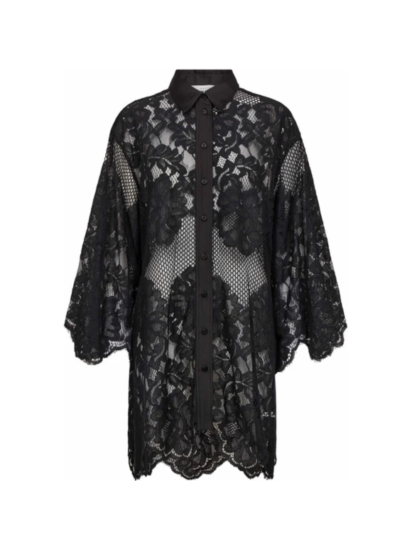HAUTE L'AMITIÉ - CURVEY LACE HEM MIDI SHIRT