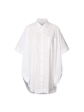 RABENS SALONER - POPLIN CURVED HEM SHIRT DRESS - BERTA