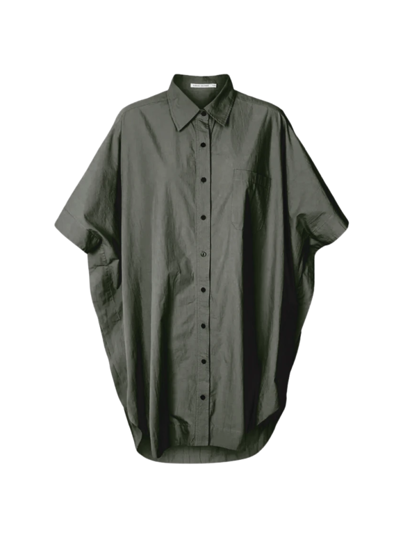 RABENS SALONER - POPLIN CURVED HEM SHIRT DRESS - BERTA RABENS SALONER - POPLIN CURVED HEM SHIRT DRESS - BERTA