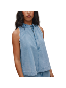 RABENS SALONER - LIGHT DENIM HALTER TOP - FAYA