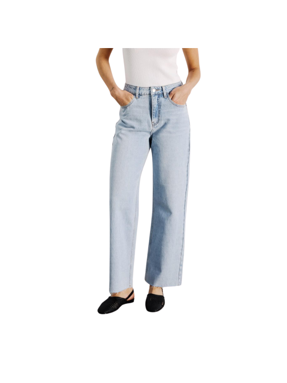 WITH BLACK - WBLABIGALE HW STRAIGHT JEANS