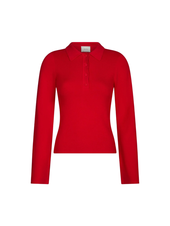 Neo Noir - FANNYA LS SOLID KNIT POLO Neo Noir - FANNYA LS SOLID KNIT POLO
