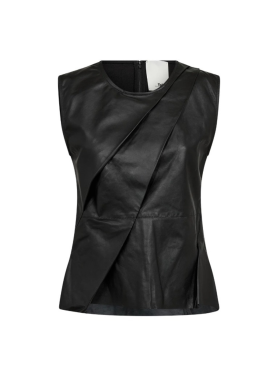 TAKTIL - AT-LILY LEATHER DRAPE TOP
