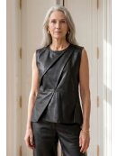 TAKTIL - AT-LILY LEATHER DRAPE TOP