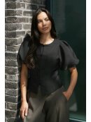 Neo Noir - ANELA MANDARIN DULL SATIN BLOUSE Neo Noir - ANELA MANDARIN DULL SATIN BLOUSE