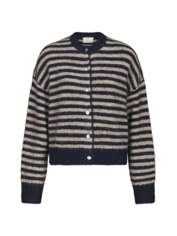 Neo Noir - ISANA STRIPE FLUFFY KNIT CARDIGAN Neo Noir - ISANA STRIPE FLUFFY KNIT CARDIGAN