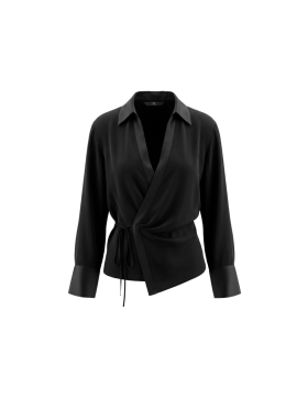 WITH BLACK - WBLJEN LS WRAP TOP